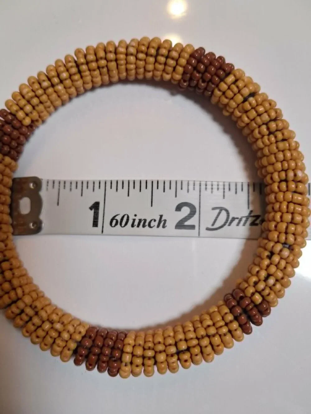 African Masai Inspired Beaded Bangle Tan Brown